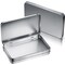 2 Pieces Metal Rectangular Tin Metal Hinged Lid Tin Metal Empty Box Container Silver Rectangular Storage Tin Box with Lid for Watercolor Jewelry Makeup Pill Candy Craft Organize (2 Pieces)